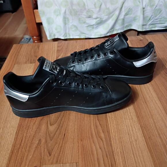Adidas Stan Smith Athletic Sneakers Black/Silver Size 9.5 men\'s BB5156 logo main image 7
